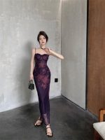 Pure lust floral summer spaghetti strap dress slit waist-covering maxi dress - Image 6