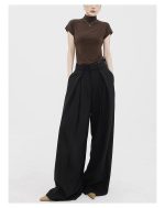 Women's Wide Leg Straight Trousers - High Waist Extra Long Dress Pants - Image 8