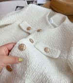 Elegant Tweed Short Jacket for Women Petite Fit Wool Blend Outerwear - Image 20