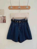 Women’s Relaxed Wide-Leg Denim Shorts – Pleated A-Line Loose Fit - Image 9