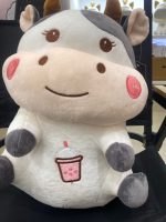 Strawberry Boba Milk Cow Plush Toy - Ultra-Soft Stuffed Animal with Bubble Tea Embroidery - Image 2