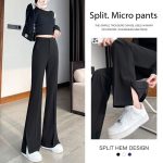 High-waisted loose slim fit versatile casual slit boot-cut suit pants - Image 4