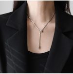 Silver Serpent Zircon Necklace for Women, Anti Tarnish Snake Bone Collarbone Chain - Image 3