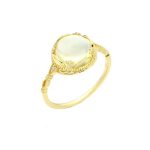 Yellow Crystal Glass Cabochon Ring – Silver Alloy Ring - Image 5