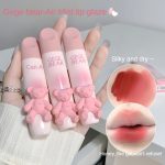 6 Color Lip Gloss, Cute Little Bear, Tender Color Lip Gloss Velvet Soft Mist Matte Color Rendering Brightening Non Stick Cup Lipstick, Lip Gloss - Image 3
