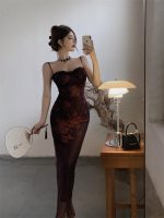 Pure lust floral summer spaghetti strap dress slit waist-covering maxi dress - Image 8