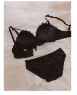 Japanese sweet cream embroidered lace underwear push-up no wire bra set - Image 14