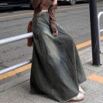 High Waist Denim A-Line Midi Skirt for Women - Image 2