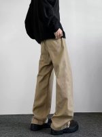 Men's Khaki Vintage Straight-Leg Pants – Cleanfit Loose Fit Streetwear Trousers - Image 2