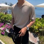 Men’s Slim Fit Knit Polo Shirt – Korean V-Neck Stretch Cotton Ice Silk Tee - Image 8