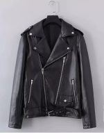 Men’s Black Faux Leather Moto Jacket – Wang Yibo Style Streetwear Biker Jacket - Image 5
