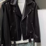 Men’s Black Faux Leather Moto Jacket – Wang Yibo Style Streetwear Biker Jacket