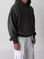 Unisex Heavyweight Boxy Hoodie – Short Fit Solid Color Streetwear Pullover - Image 5