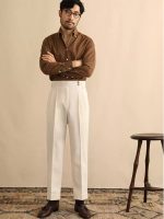 Men’s High-Waist Straight Trousers – Loose Fit Business Casual Pants with Paris Buckle - Image 4