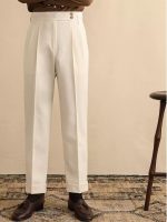 Men’s High-Waist Straight Trousers – Loose Fit Business Casual Pants with Paris Buckle - Image 3