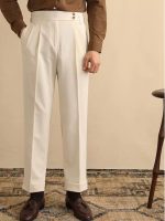 Men’s High-Waist Straight Trousers – Loose Fit Business Casual Pants with Paris Buckle - Image 2