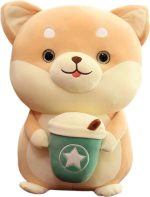 Shiba Inu Plush Toy with Boba Tea and Coffee Cup  - Ultra-Soft Stuffed Dog Soft Toy - Image 3