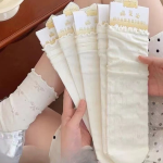 White Lace Trim Mid-Calf Socks - Japanese JK Style - Image 3