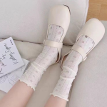 White Lace Trim Mid-Calf Socks - Japanese JK Style - Image 5