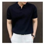 Men’s Slim Fit Knit Polo Shirt – Korean V-Neck Stretch Cotton Ice Silk Tee - Image 3