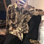 Men’s Vintage Chain Print Short Sleeve Shirt – Loose Fit Hong Kong Style Casual Top - Image 3