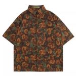 Vintage Floral Print Short Sleeve Shirt – Unisex Loose-Fit Hong Kong Style Vacation Shirt - Image 6
