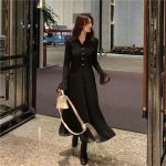 French Black Knit Dress Set for Women – Elegant Outfit for Petite Fit - Image 2