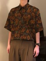 Vintage Floral Print Short Sleeve Shirt – Unisex Loose-Fit Hong Kong Style Vacation Shirt - Image 5