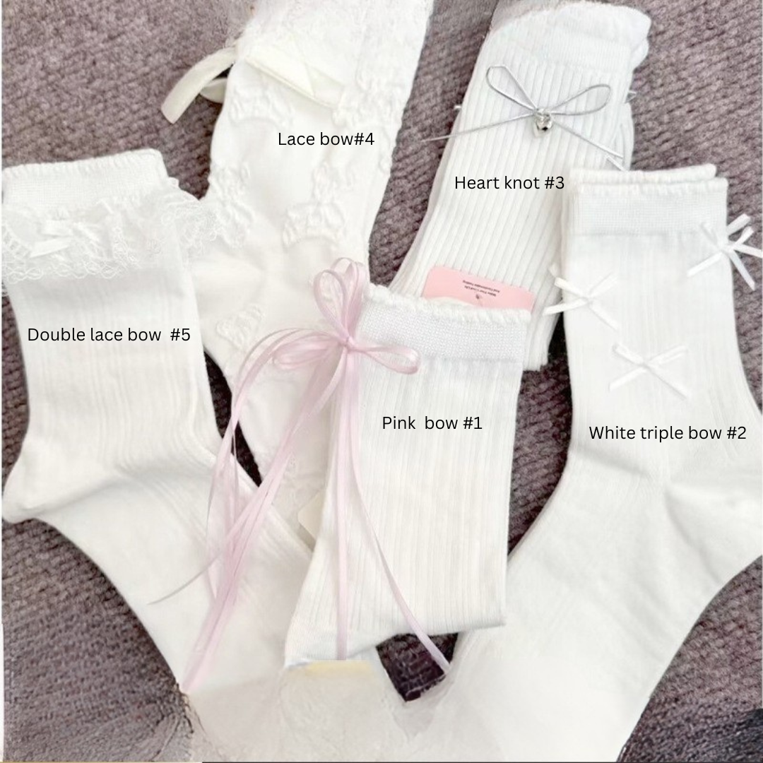 we3 Korean Sweet Lace Bow White Socks – Cute Versatile Socks for Women - Image 1